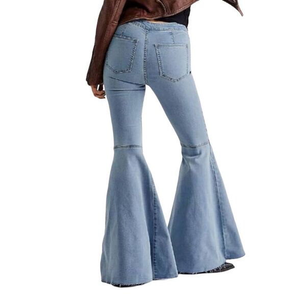 Free People "Just Float On" Flare Bell Bottom Jeans Bermondsey Blue Size 27 - Picture 2 of 15